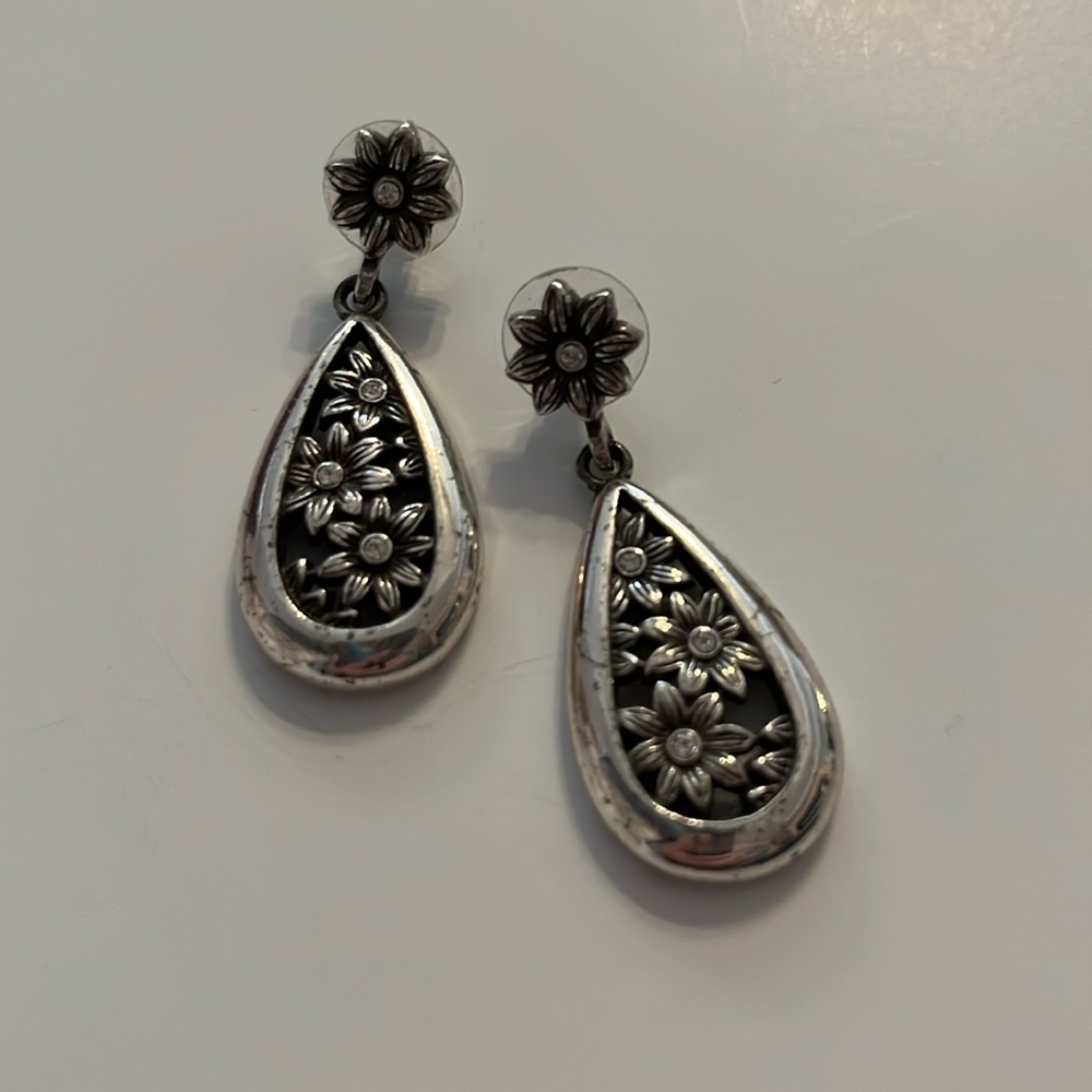 Brighton earrings. Classic silver plate with crystal accents.
